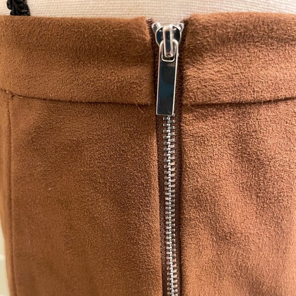 1. State Suede High Waisted Skirt in Chestnut - Picture 5 of 7